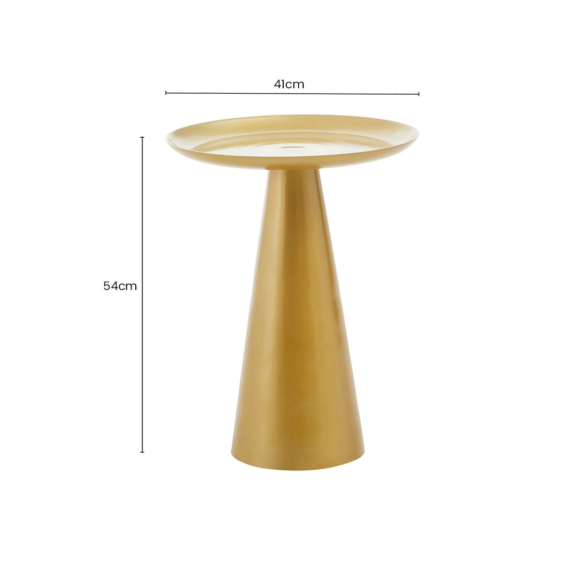 Gold Finish Aluminium Round Side Table with Pedestal Base and Raised Edge Top | Pali