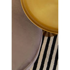 Gold Finish Aluminium Round Side Table with Pedestal Base and Raised Edge Top | Pali