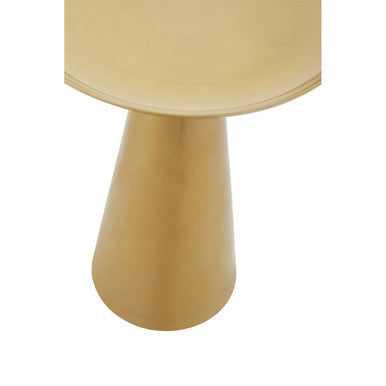 Gold Finish Aluminium Round Side Table with Pedestal Base and Raised Edge Top | Pali