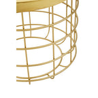 Gold Finish Iron Round Top Side Table with Caged Base | Pali