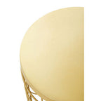 Gold Finish Iron Round Top Side Table with Caged Base | Pali