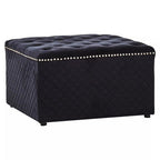 Square Black Velvet Ottoman | Zamora