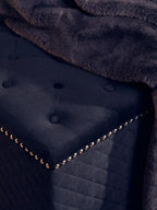 Square Black Velvet Ottoman | Zamora