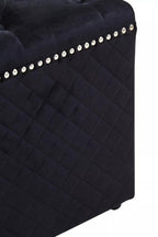 Square Black Velvet Ottoman | Zamora