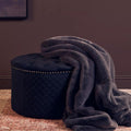 Round Black Velvet Ottoman | Zamora