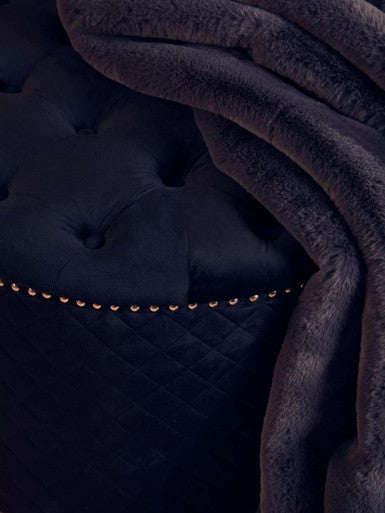 Round Black Velvet Ottoman | Zamora