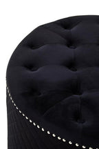 Round Black Velvet Ottoman | Zamora
