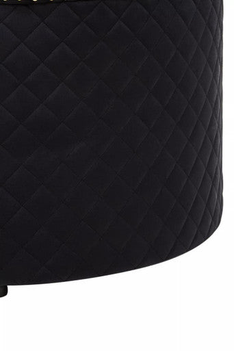 Round Black Velvet Ottoman | Zamora