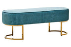 Teal Velvet Bench With Gold Finish Legs | Zamora