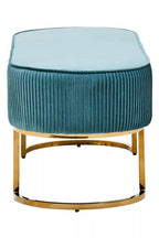 Teal Velvet Bench With Gold Finish Legs | Zamora