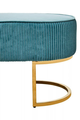 Teal Velvet Bench With Gold Finish Legs | Zamora