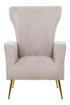 Mink Velvet Accent Chair With Gold Finish Legs | Zamora