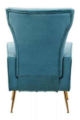 Green Velvet Accent Chair With Gold Finish Legs | Zamora