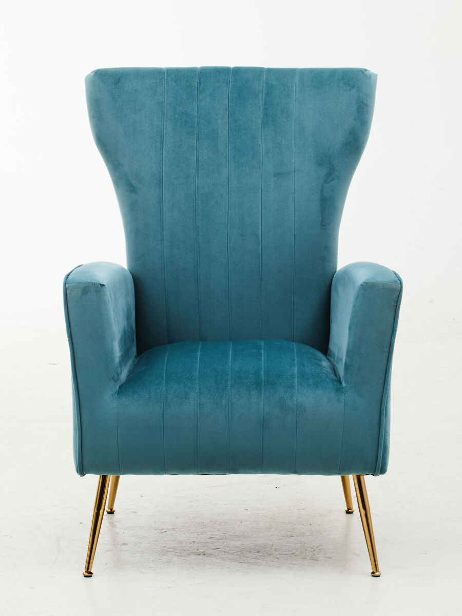 Green Velvet Accent Chair With Gold Finish Legs | Zamora