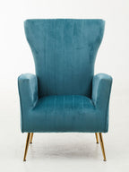Green Velvet Accent Chair With Gold Finish Legs | Zamora