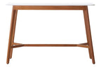White Marble Top Console Table with Sustainable Acacia Wood Base | Myan