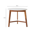 White Marble Top Round Side Table with Sustainable Acacia Wood Base | Myan