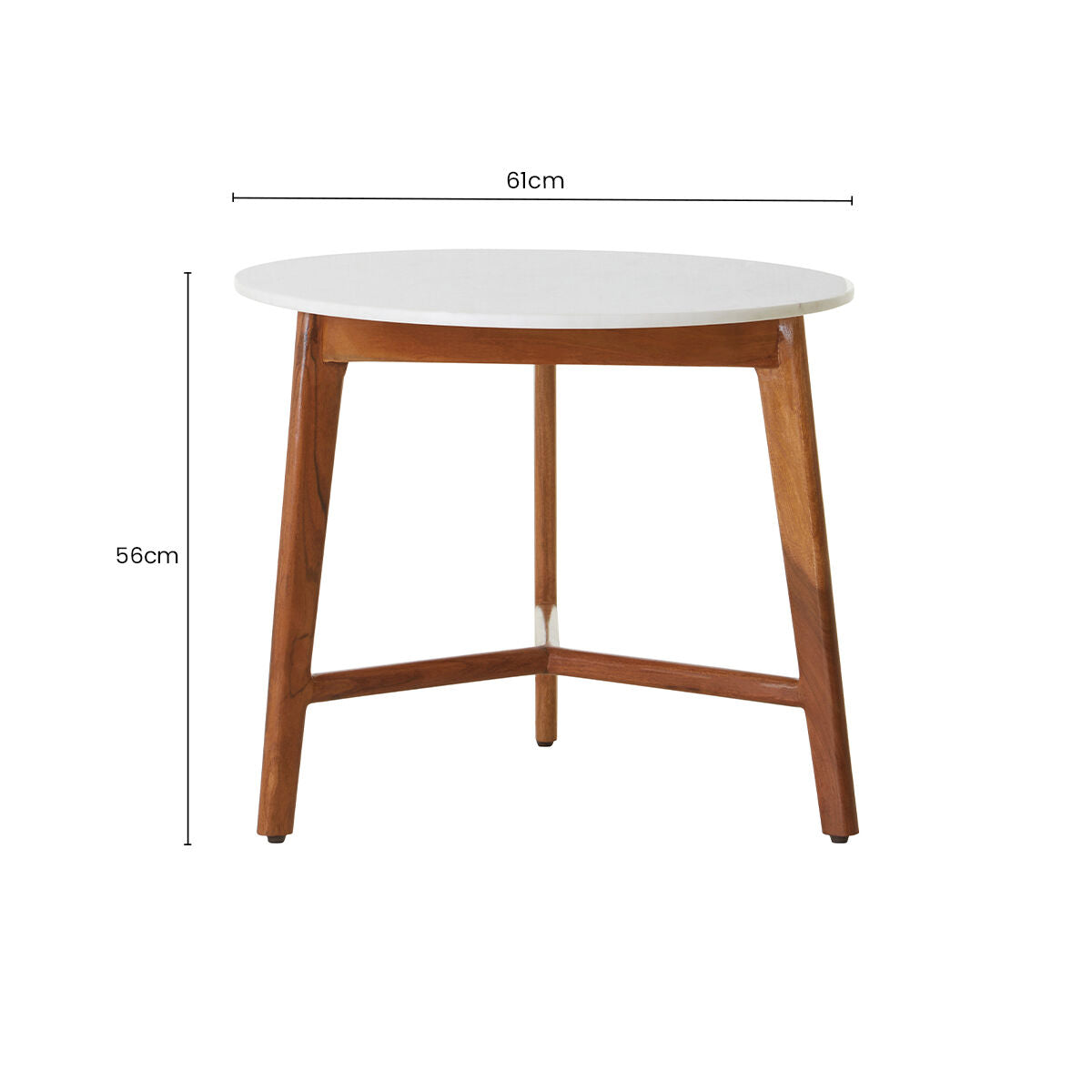 White Marble Top Round Side Table with Sustainable Acacia Wood Base | Myan