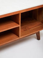 Acacia Wood and White Marble Media Unit | Myan