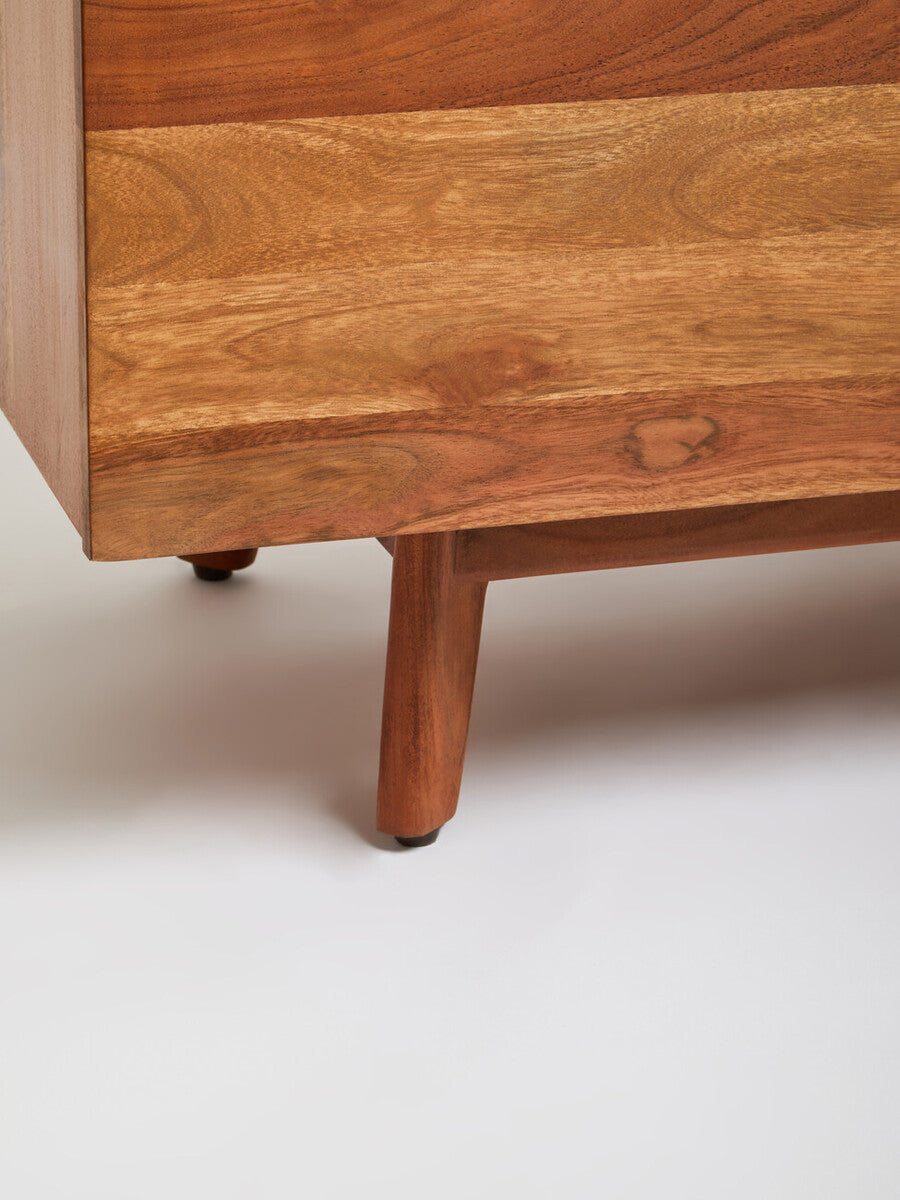Acacia Wood and White Marble Media Unit | Myan