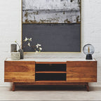 Acacia Wood and White Marble Media Unit | Myan