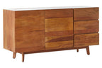 3 Drawer Acacia Wood White Marble Sideboard | Myan