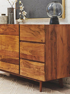 3 Drawer Acacia Wood White Marble Sideboard | Myan
