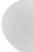 White Marble Round Top Coffee Table with Acacia Wood Legs | Myan