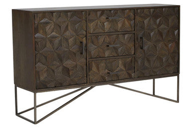 Grey Washed Carved Mango Wood Sideboard | Solana