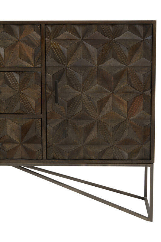 Grey Washed Carved Mango Wood Sideboard | Solana