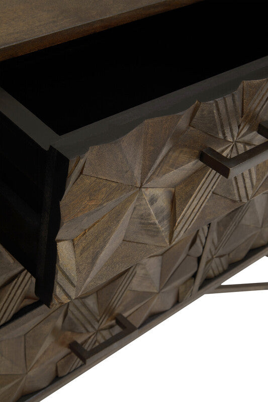 Grey Washed Carved Mango Wood Sideboard | Solana