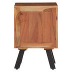 Natural Acacia Wood 3-Drawer Side Table with Black Metallic Legs and Handles | Nashik