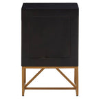 Black Mango Wood 3-Drawer Side Table with Gold Iron Legs and Handles | Kochi