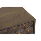 Grey Mango Wood 2-Drawer Console Table with Gold Finish Iron Frame and Lower Shelf | Patna