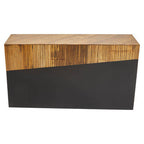 Two Tone Natural Bamboo Console Table with Dark Ebony Finish Base, Gabor