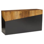 Two Tone Natural Bamboo Console Table with Dark Ebony Finish Base, Gabor