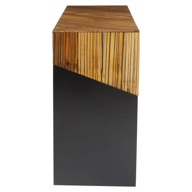 Two Tone Natural Bamboo Console Table with Dark Ebony Finish Base, Gabor