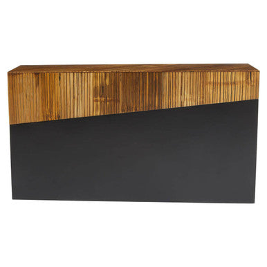 Two Tone Natural Bamboo Console Table with Dark Ebony Finish Base, Gabor