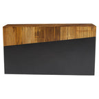 Two Tone Natural Bamboo Console Table with Dark Ebony Finish Base, Gabor