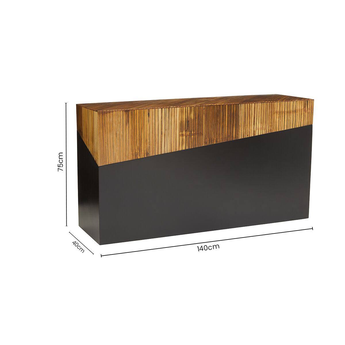 Two Tone Natural Bamboo Console Table with Dark Ebony Finish Base, Gabor