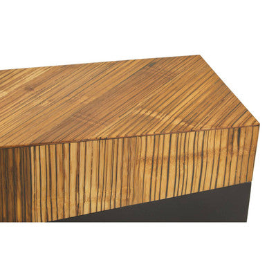 Two Tone Natural Bamboo Console Table with Dark Ebony Finish Base, Gabor