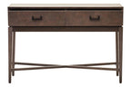 Antique Grey 2-Drawer Console Table with Black Metal Rectangular Handles | Dimaro