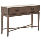 Antique Grey 2-Drawer Console Table with Black Metal Rectangular Handles | Dimaro