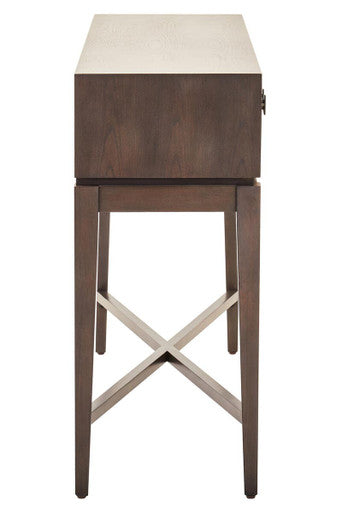 Antique Grey 2-Drawer Console Table with Black Metal Rectangular Handles | Dimaro