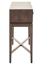 Antique Grey 2-Drawer Console Table with Black Metal Rectangular Handles | Dimaro