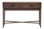 Antique Grey 2-Drawer Console Table with Black Metal Rectangular Handles | Dimaro