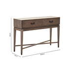 Antique Grey 2-Drawer Console Table with Black Metal Rectangular Handles | Dimaro