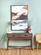 Antique Grey 2-Drawer Console Table with Black Metal Rectangular Handles | Dimaro