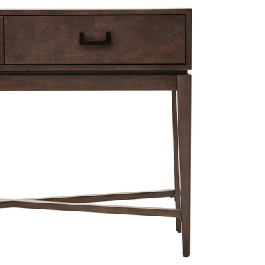 Antique Grey 2-Drawer Console Table with Black Metal Rectangular Handles | Dimaro