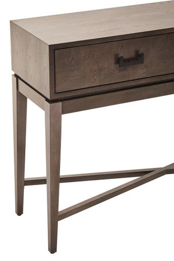 Antique Grey 2-Drawer Console Table with Black Metal Rectangular Handles | Dimaro